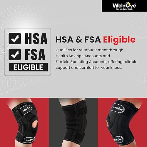 Miniatura 7 de Welnove Rodillera de apoyo y compresión. Rodilleras cruzadas para estabilidad de rodilla, estabilizadores laterales para correr, entrenamiento,