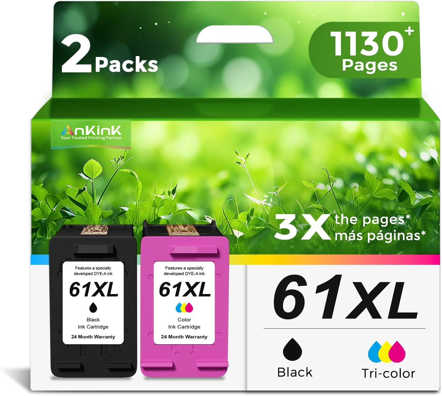 61XL Ink Cartridge Replacement for HP 61 XL(Black Color Combo Pack) for HP61 HP61XL for 4500 5530 4630 2540 4502 2542 4635 5535 4501 3050 2541 3510 2514 3512 1000 1010 1510 Printers