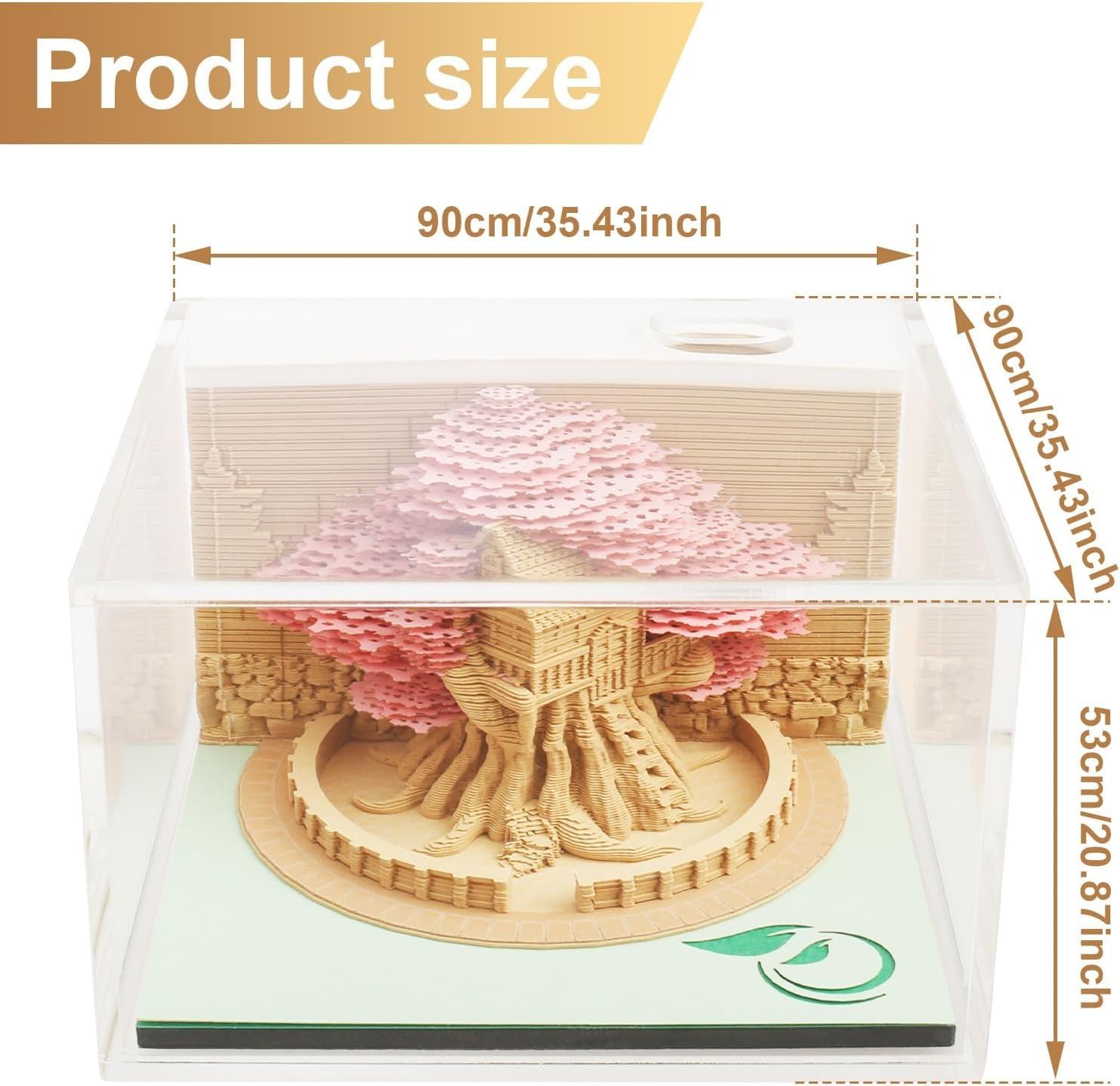 Kalendarz Time Piece 3D, kalendarz biurkowy 2025 ze światłem LED, kalendarz 3D, kalendarz 3D, papierowy, do rzeźbienia, prezent, na Boże Narodzenie, dekoracja biurka (różowe drzewo)