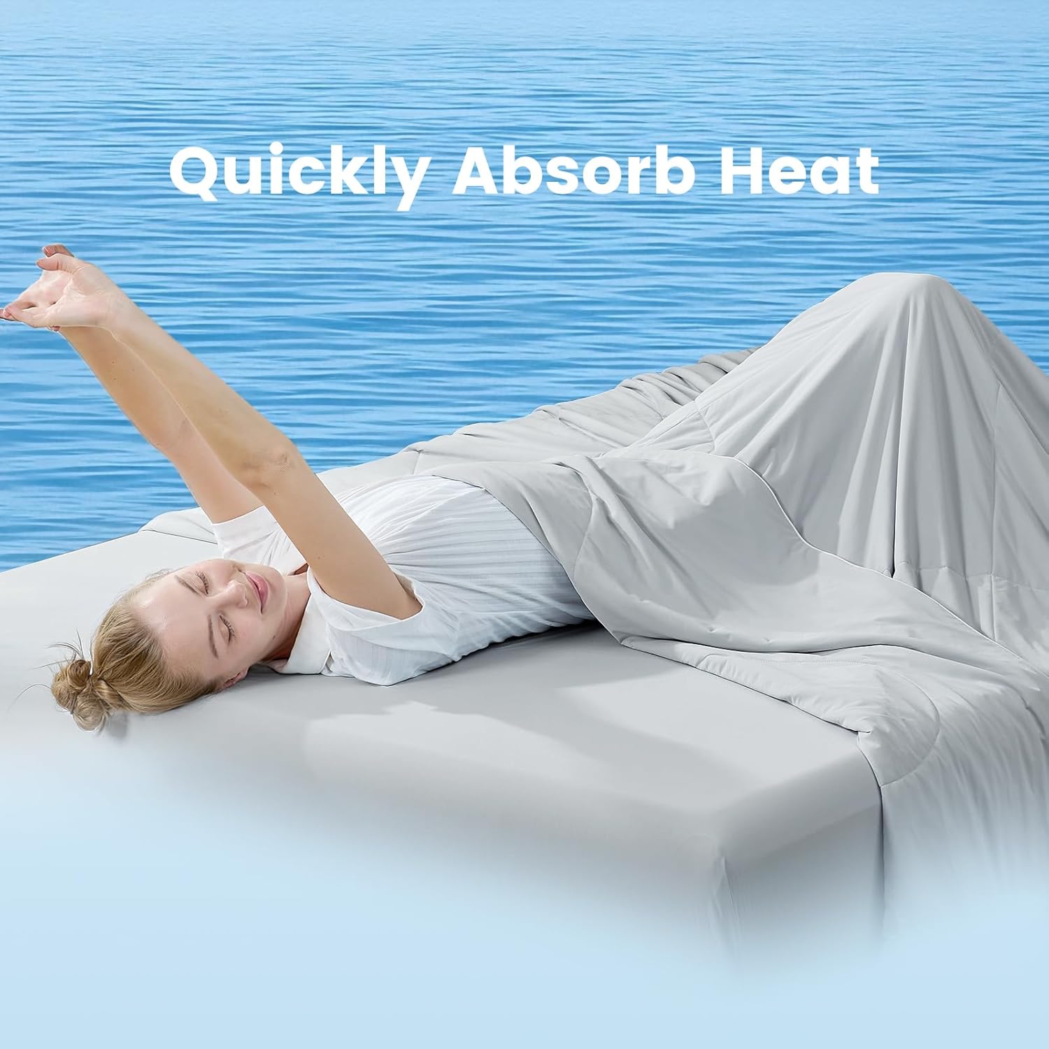 Cozy Bliss Cooling Comforter Queen Size, Cooling Blankets for Hot Sleepers and Night Sweats, Gray Summer Comforter for Queen Size Bed, Breathable Soft Lightweight Silk Smooth - Image 8