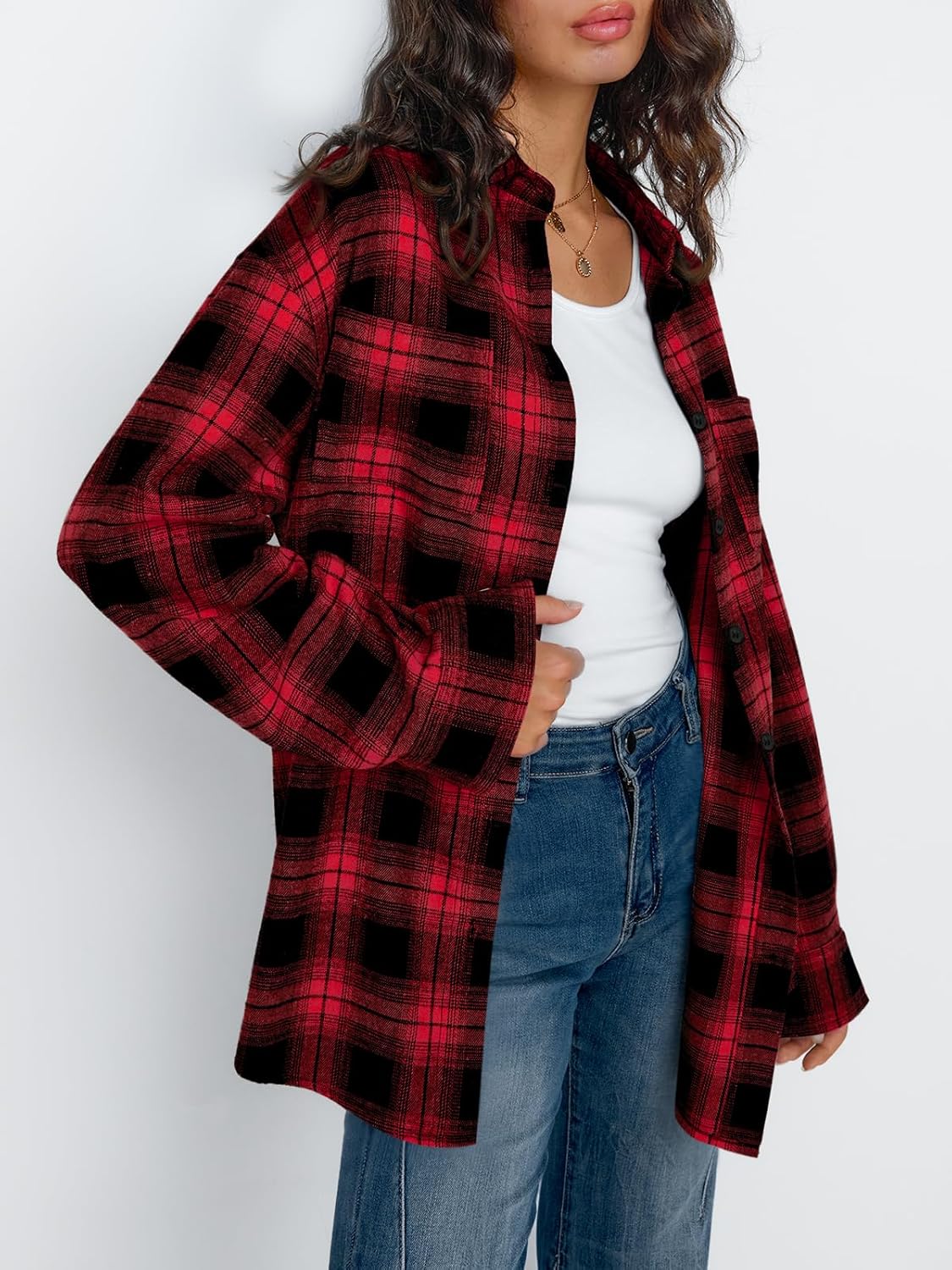 Trendy Queen Women Flannel Shirts Plaid Tops Fall Fashion Shackets Long Sleeve Blouse Button Down Outfits Winter Jackets 2026 - Image 3