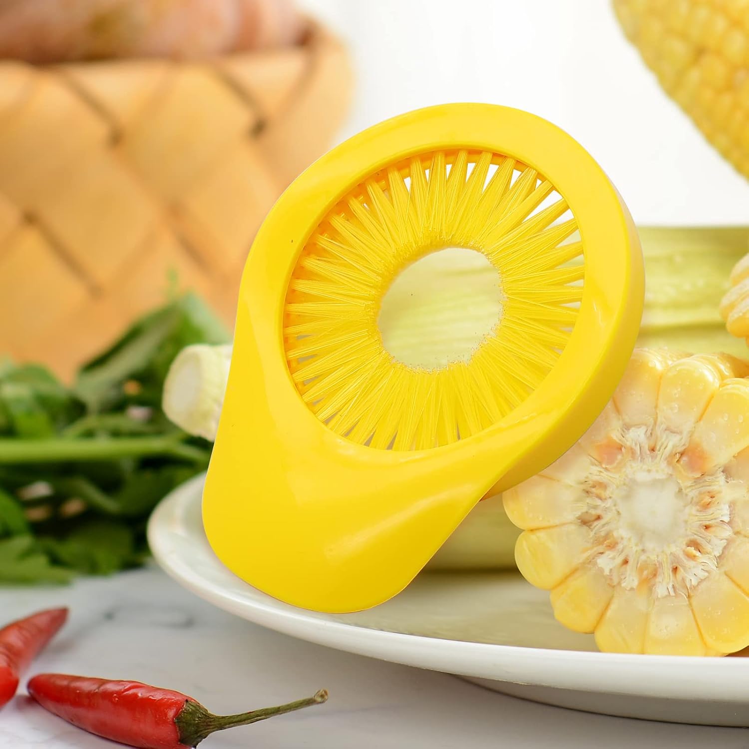 Corn Silk Remover, Corn Silk Cleaning Brush Yellow