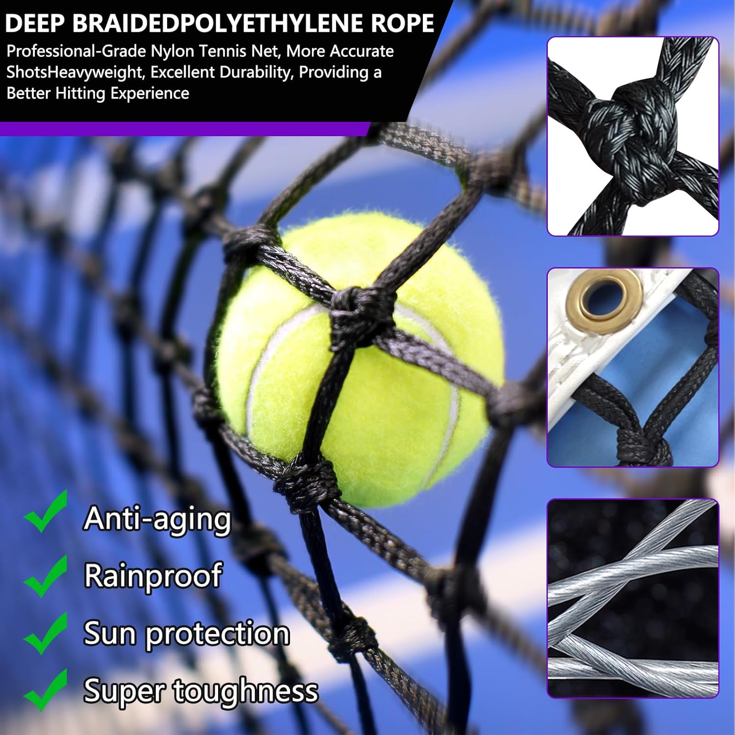 PROGOAL Professional Tennis Net Posts with Internal Safe Winder, 100mm Heavy-Duty Aluminum Post & 260mm Galvanized Base, Includes Expansion Anchors for Easy Setup