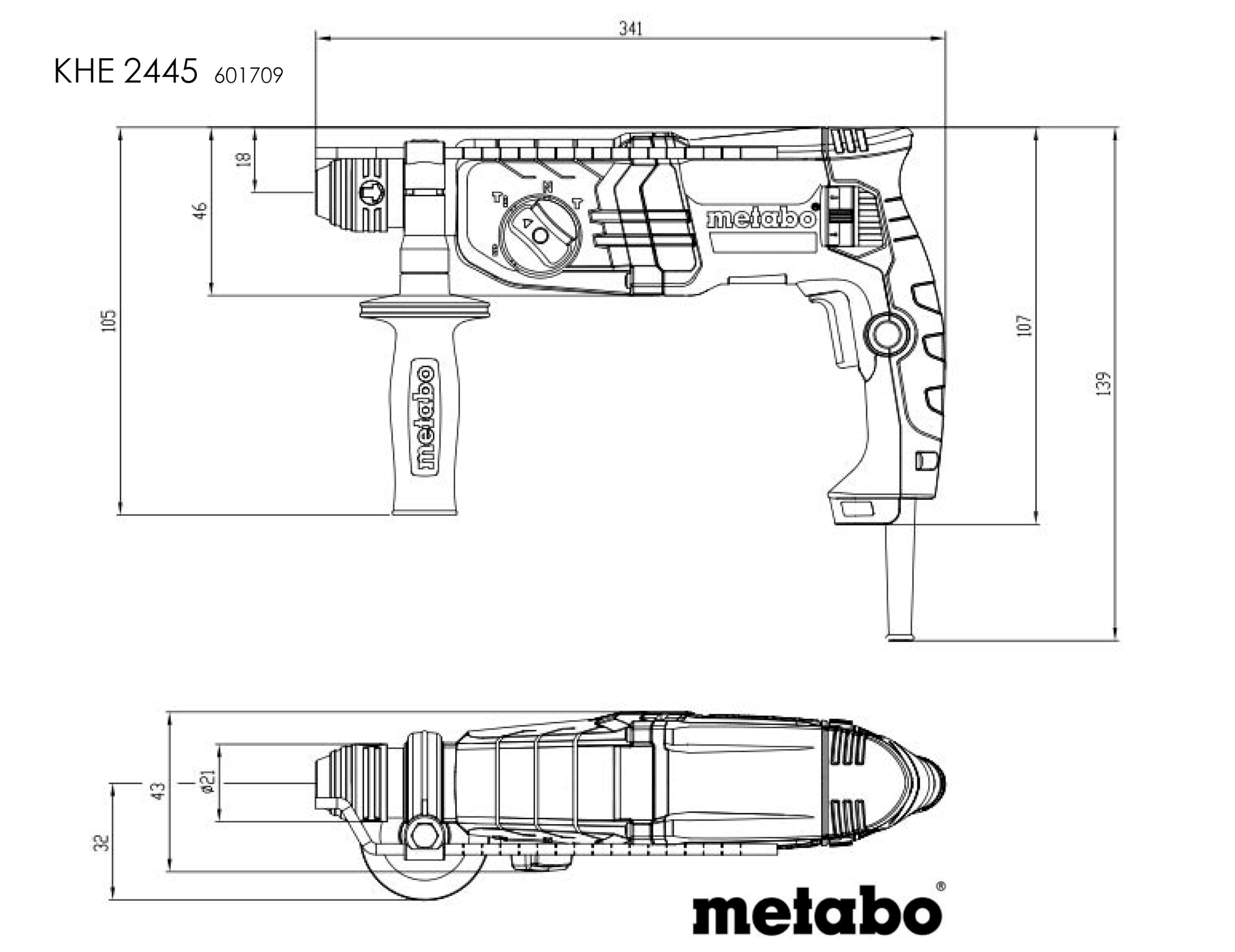 Metabo KHE 2445 SDS-Plus-Marteau combiné 800 W