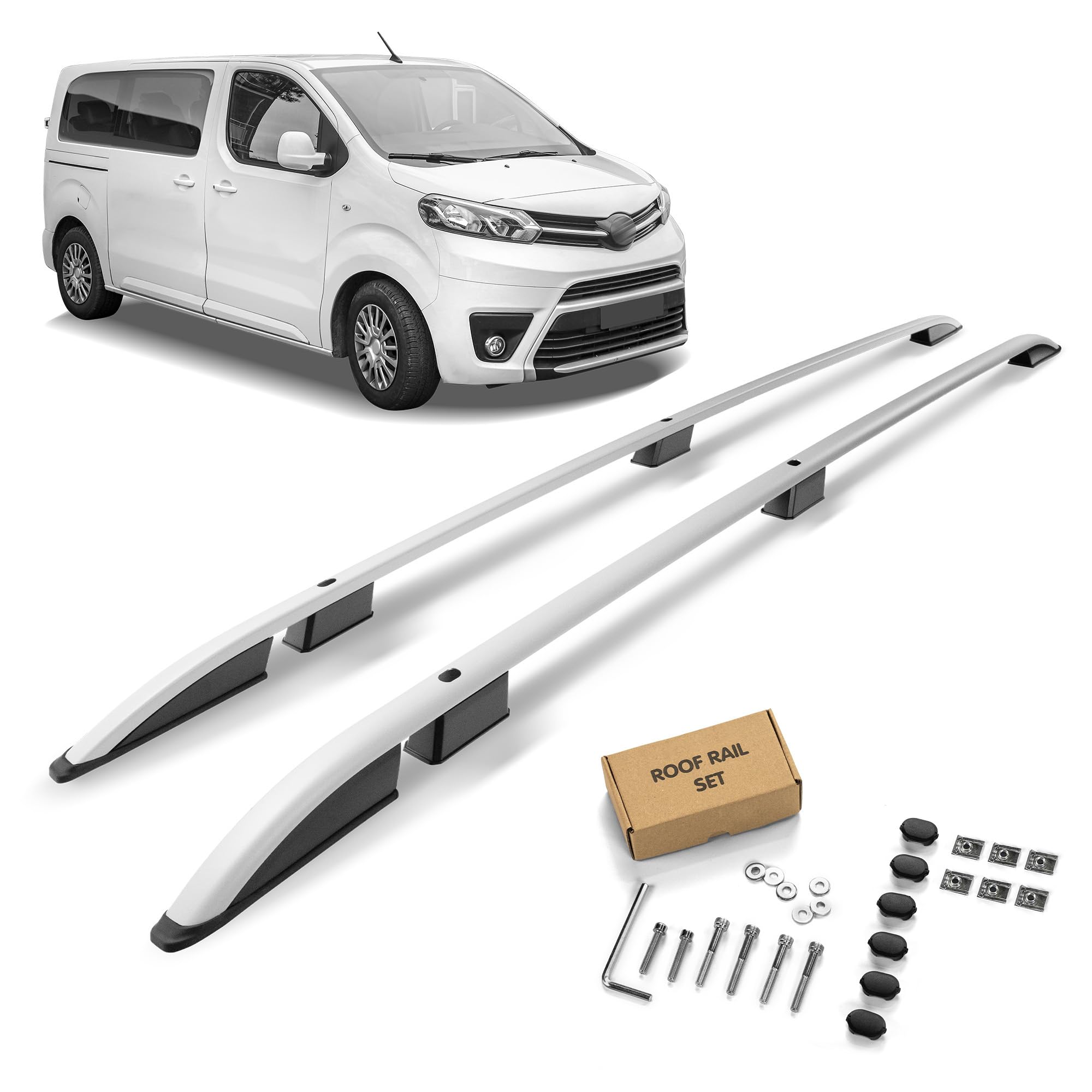 CHROMEMASTER | Dachreling Dachträger Kompatibel mit Toyota Proace L2 LANG 2016+; Zur Befestigung der Dachgepäckträger, Dachkörben, Dachboxen oder Dachfahrradträger | Robuste Konstruktion aus Aluminium