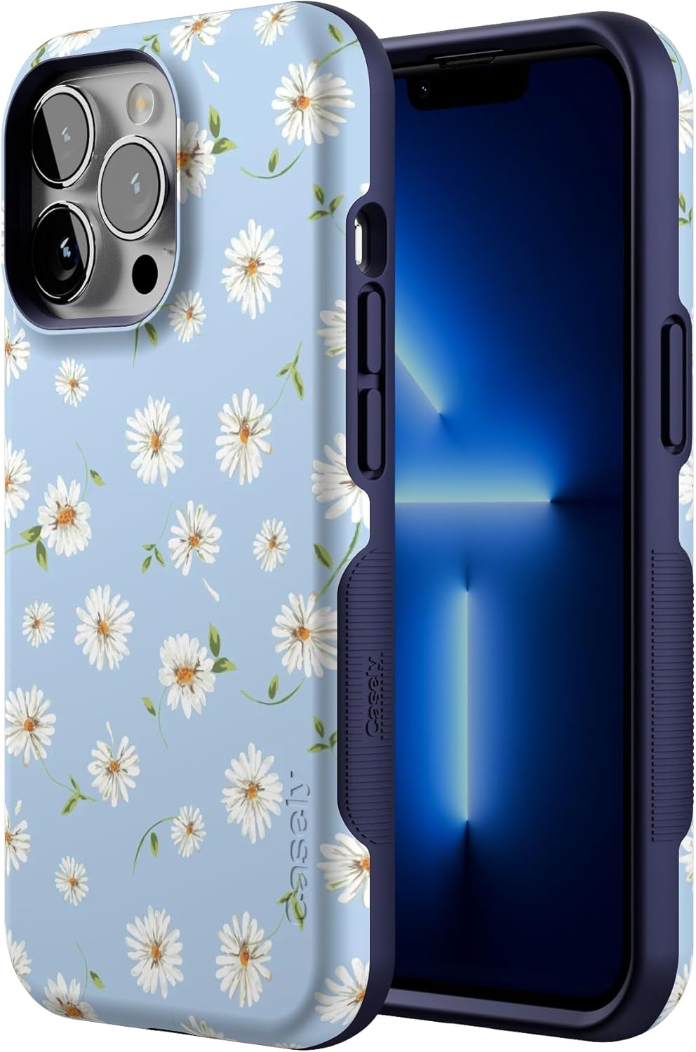 Casely iPhone 13 Pro Case | Daisy Daydream | Baby Blue Floral | Bold Protective Design | Compatible with MagSafe