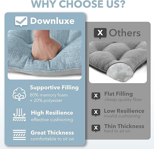 Miniatura 4 de downluxe Juego de cojines para mecedoras para interiores y exteriores, cómodos cojines copetudos para mecedoras con lazos y respaldo antideslizante,