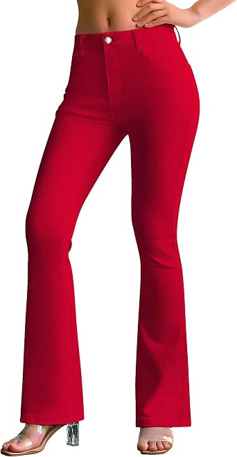 roswear Womens Trendy Stretchy Flare Jeans Mid Rise Bootcut Curvy Denim Pants
