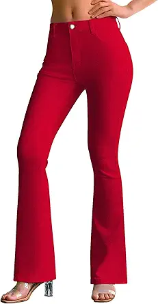 Women's Trendy Stretchy Flare Jeans Mid Rise Bootcut Curvy Denim Pants