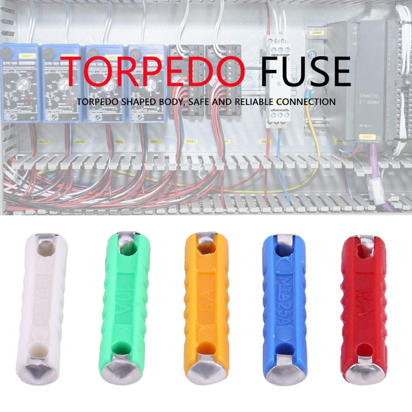 200 piezas fusible de torpedo Fusibles de automóvil Fusible de automóvil europeo, kit de surtido de fusibles de automóvil en forma de torpedo multicolor para automóviles de estilo antiguo europeo