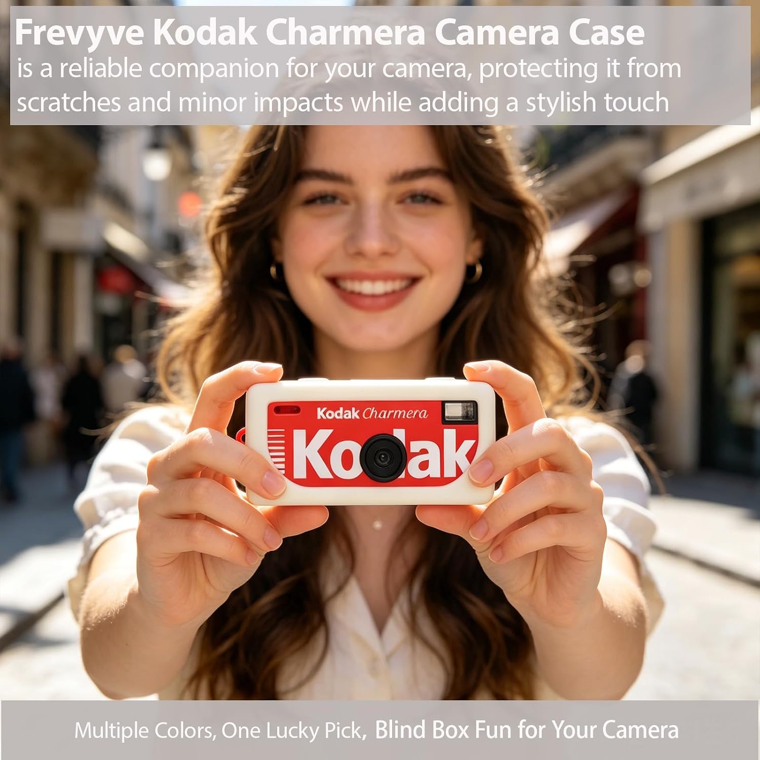 Case for Kodak Charmera Keychain Digital Camera, Soft Silicone Protective Case with Screen Protector and Wrist Strap Accessories for Kodak Blind Box Mini Camera, Anti-Scratch - Beige