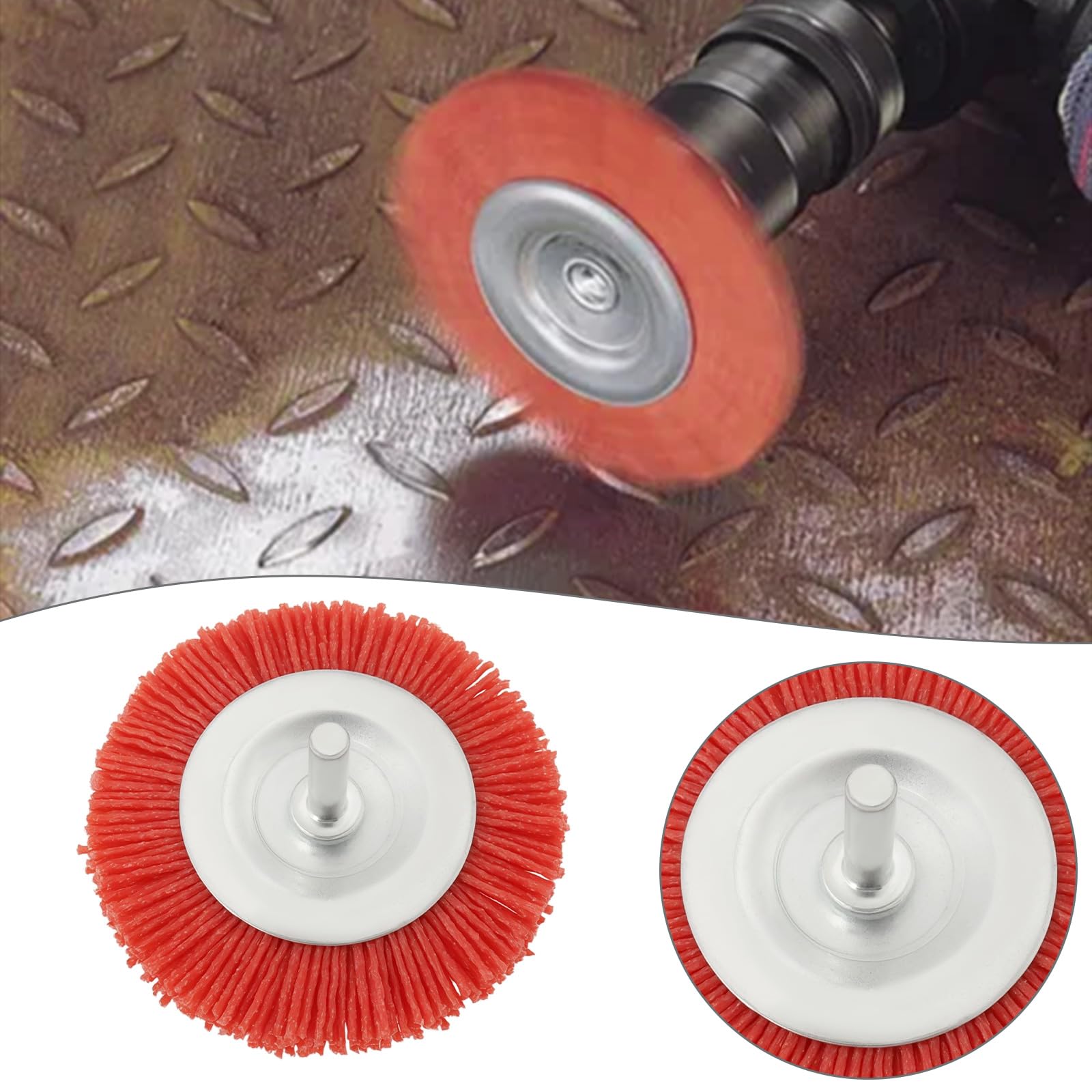 EMSea 2pcs Cepillos de Rueda de Nailon Abrasivos de 75mm Cepillo Redondo de Nailon de 6mm Cepillo de Copa de Nailon 80# para Eliminar óxido Corrosión Pintura Y Rebabas de Metal Madera