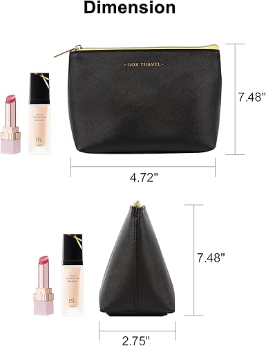 Miniatura 8 de GOX Bolsa de maquillaje, bolsa de viaje para cosméticos, portátil, resistente al agua, con cremallera, bolsa organizadora de accesorios, bolsa de
