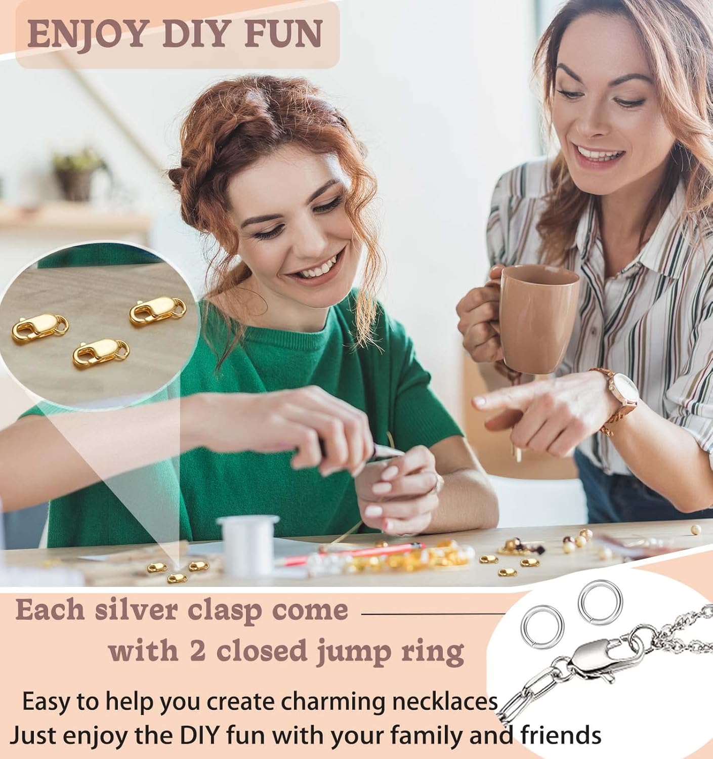 Dailyacc 925 Sterling Silver Lobster Clasp with Closed Jump Rings Gold Necklace Clasps and Closures for Jewelry Bracelet Extender,Made in Italy - Image 6