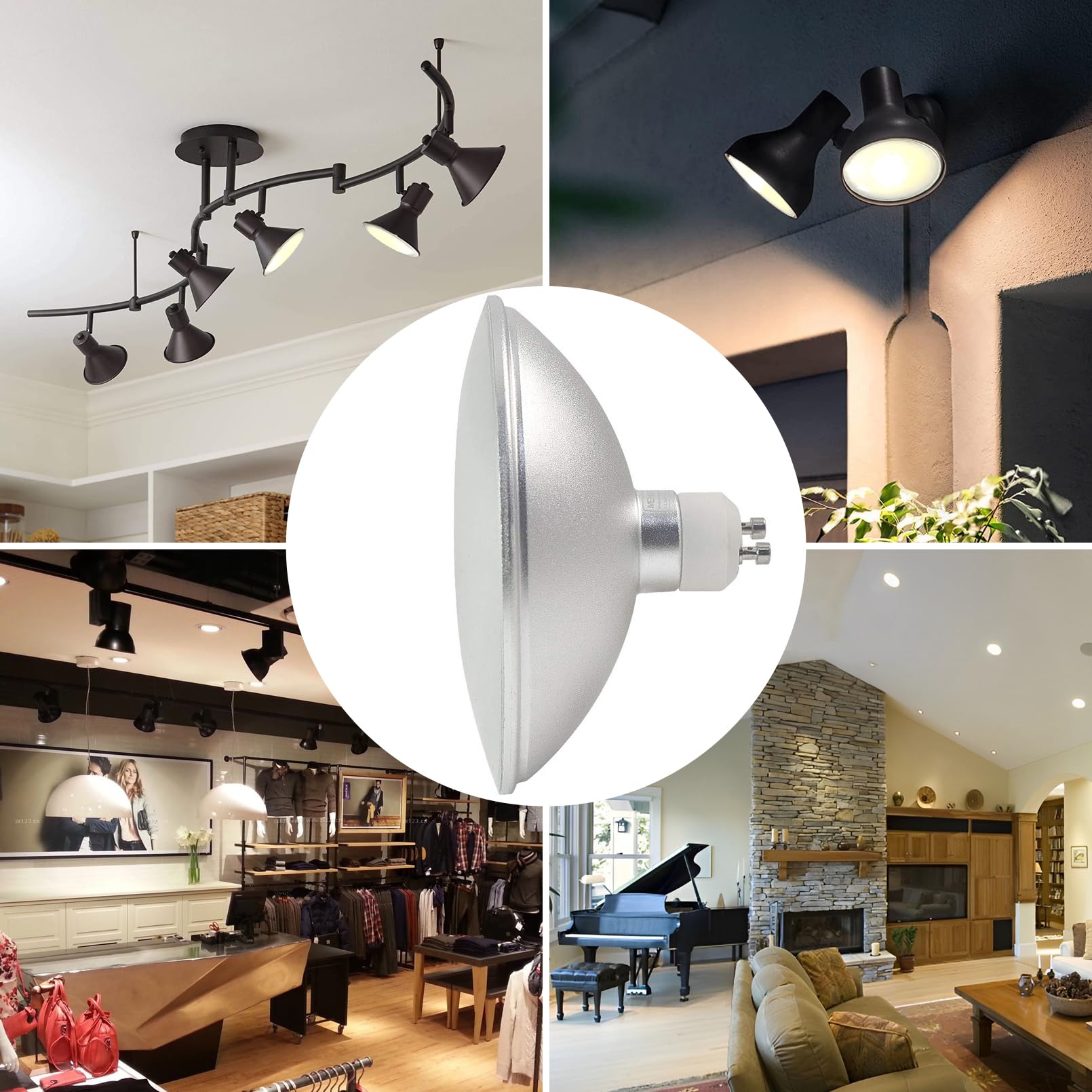 AR111 Bombilla LED GU10 Reflector de base Luz de inundación 12 W 1200 lúmenes (equivalente a halógeno de 100 W) Foco de ángulo de haz de 120 grados CA 85 V -265 V no regulable (paquete de 6)