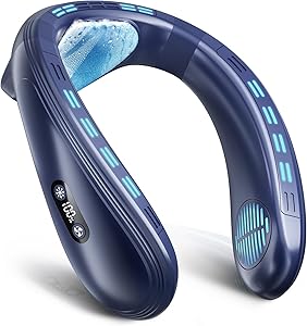 首掛け扇風機 ネッククーラー 瞬間冷却【2026夏モデル ネックファン 冷感 MAX-20℃】3段階風量&冷感調節 ハンディクーラー 上下方向送風 角度調節可能 半導体冷却プレート 6000mAh大容量 Type-C充電式 LCD液晶ディスプレイ 熱中症対策 (ブルー)