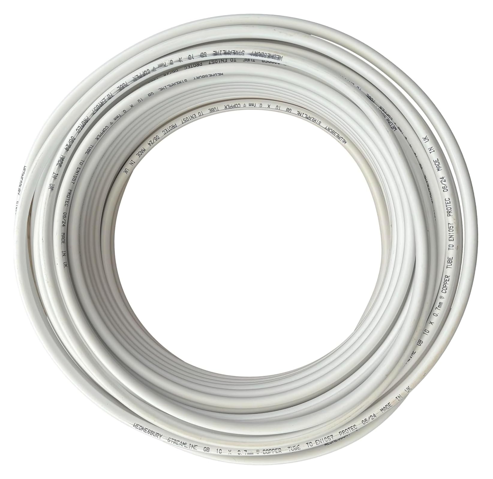 PVC Coated Oil Line 10mm Copper Pipe. Microbore Copper Coil for Oil Fired Central Heating Boilers. for Use Underground or Above Ground. (25 Metres)