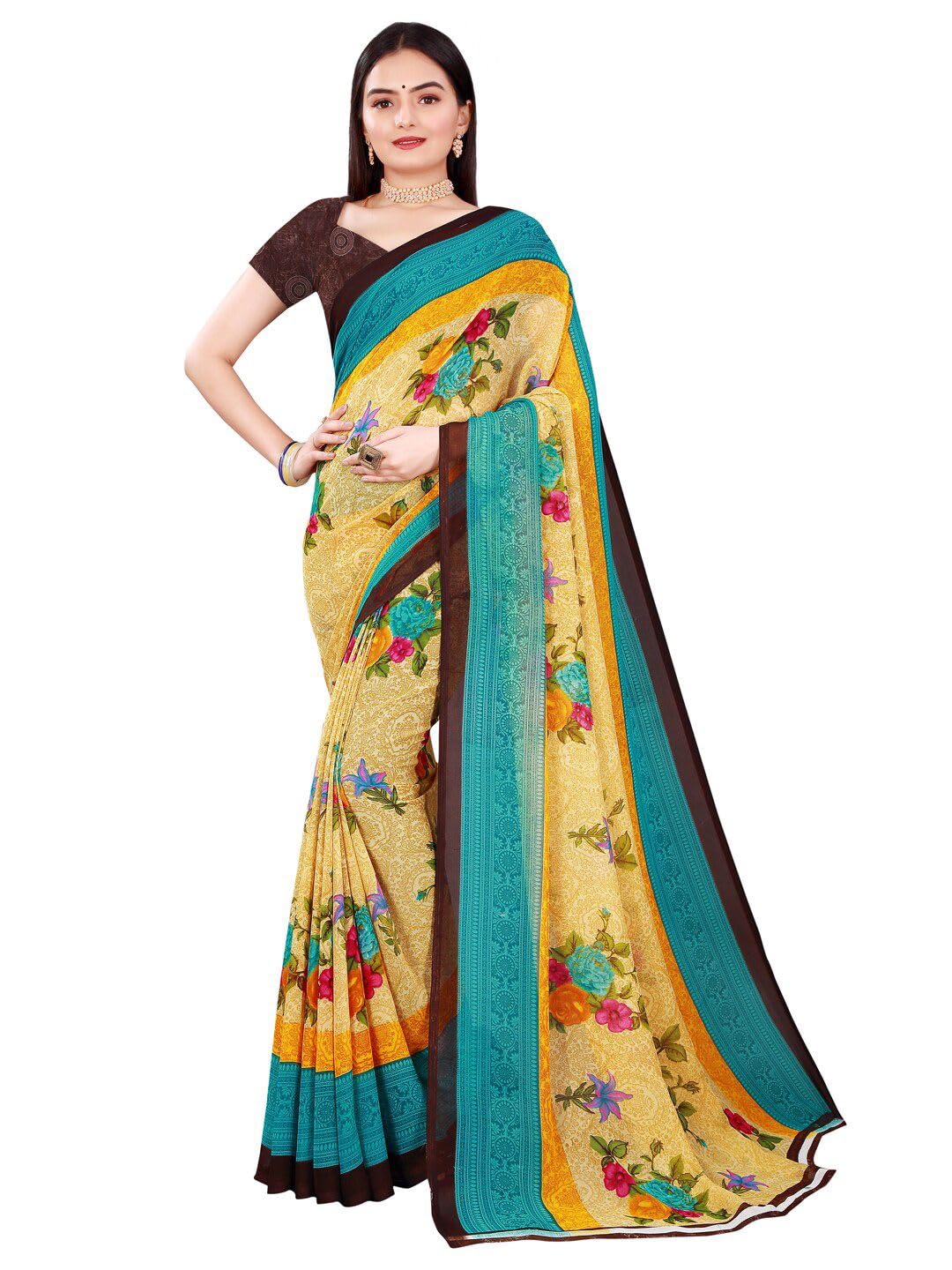 Damskie pomarańczowe sari - 18472590-CVO