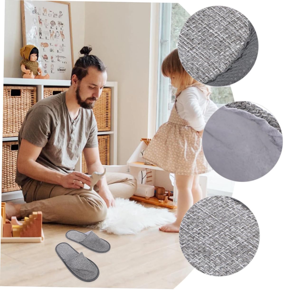 Zapatillas Plegables Portátiles para Viaje, 15 Pares, Algodón y Lino