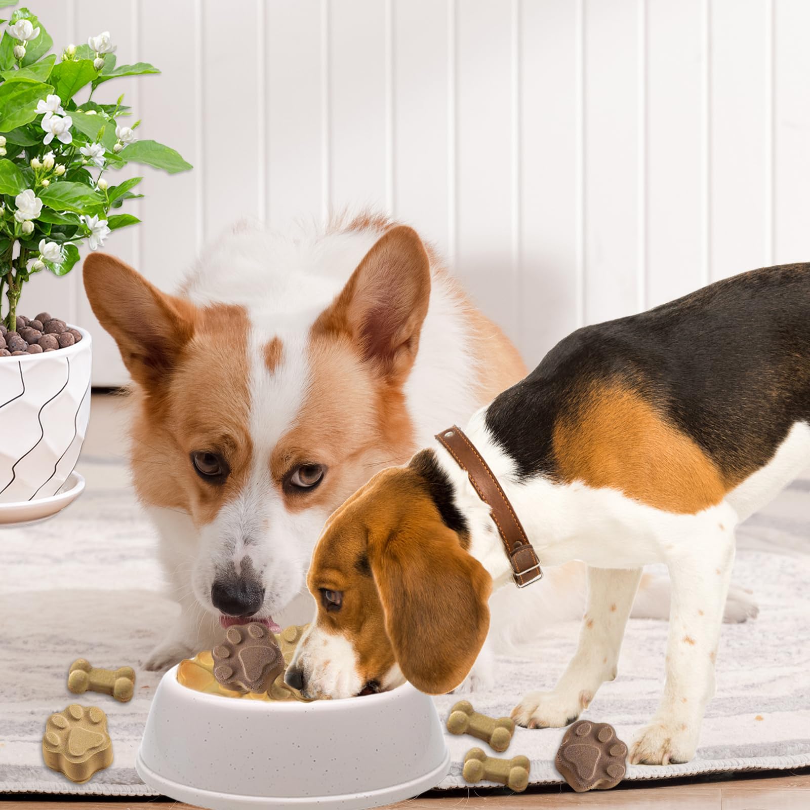 6 tappetini da forno per biscotti per cani, in silicone, senza BPA | Tappetino per dolcetti per cani, con spazzola e raschietto, per dolcetti fai da te, cioccolato, biscotti, cubetti di ghiaccio