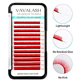 Colored Lash Extensions 0.07mm C Curl Red Individual Volume Lashes Extensions 13-20 Mix Length Color Eyelash Extensions for Salon (Red 0.07-C, 13-20mm)