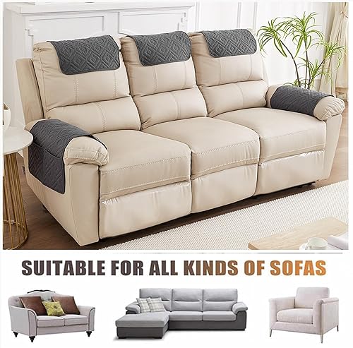 Miniatura 8 de Funda para Reposabrazos de Sofá, Funda para Reposacabezas de Silla Reclinable, Funda de Sillón con Bolsillos, Protector Acolchado Antideslizante de