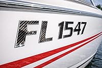 Vista 10 de Números de registro de barco 3D convexos y letras, serie deportiva (centro negro/cromado, 16)