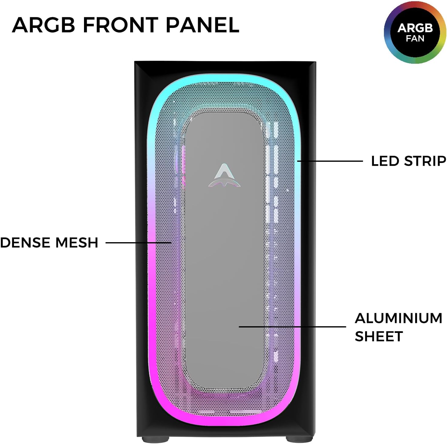ALSEYE Ai-Pro Black E-ATX Gaming PC Case with Pre-Installed Halo-Pro ARGB Fan LED Strip in Front Panel Tempered Glass Side Panel Supports for 7x120mm Fans & 360mm Radiators (Black)
