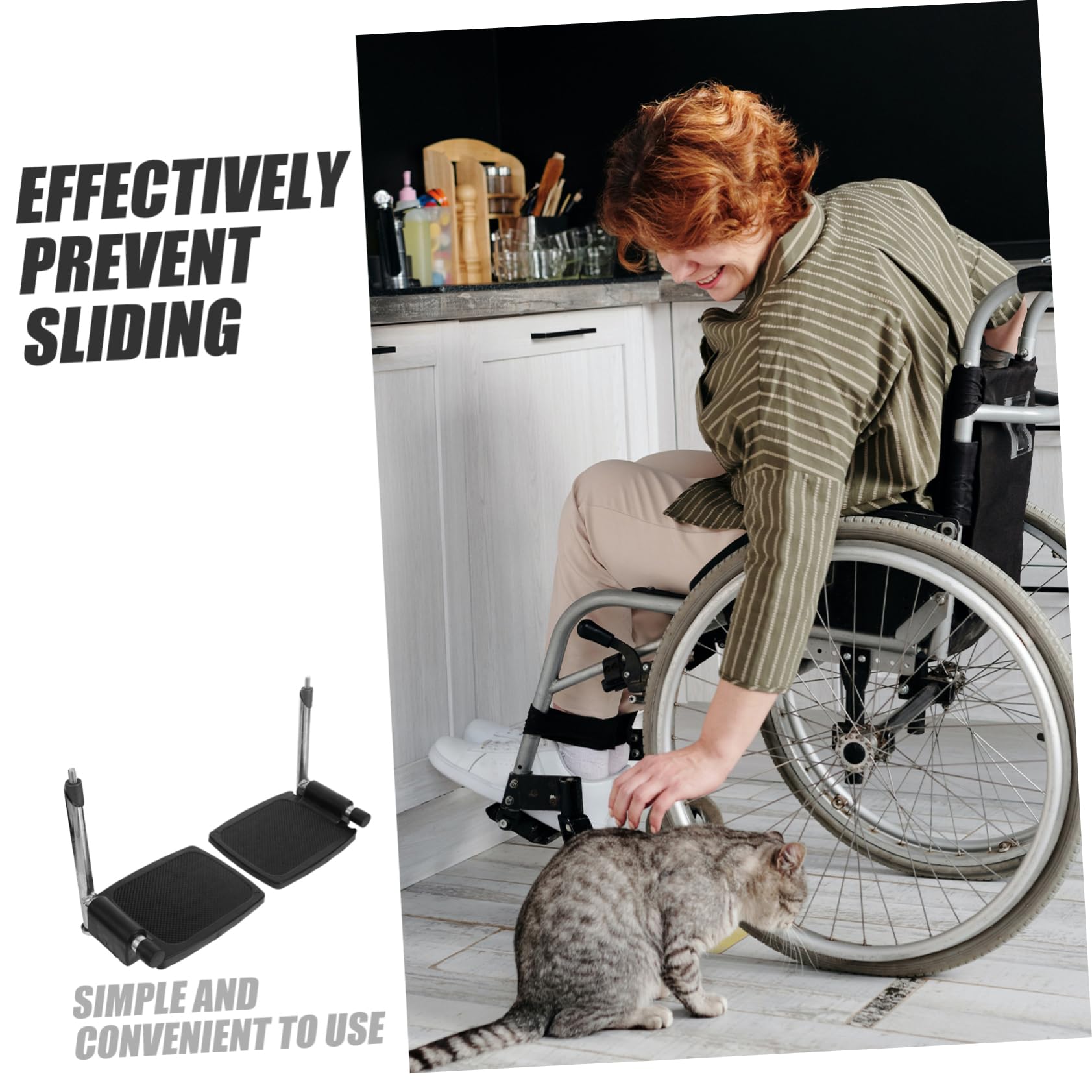 Reposapiés de Repuesto para Silla de Ruedas, Aleación de Aluminio, Negro, Soporte, Antideslizante, para Uso Diario