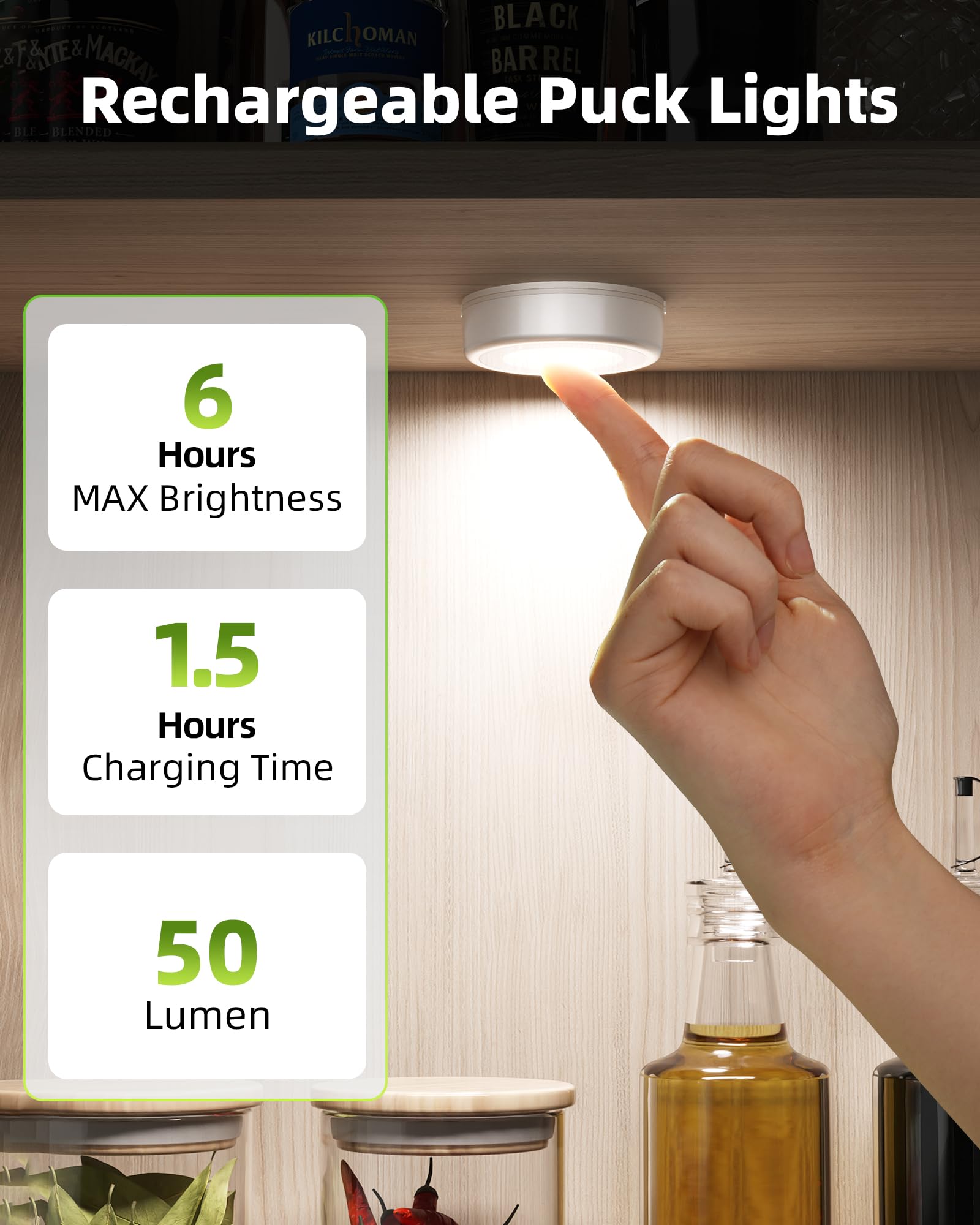 Snapklik.com : EZVALO LED Puck Lights, Rechargeable Battery Touch Light ...