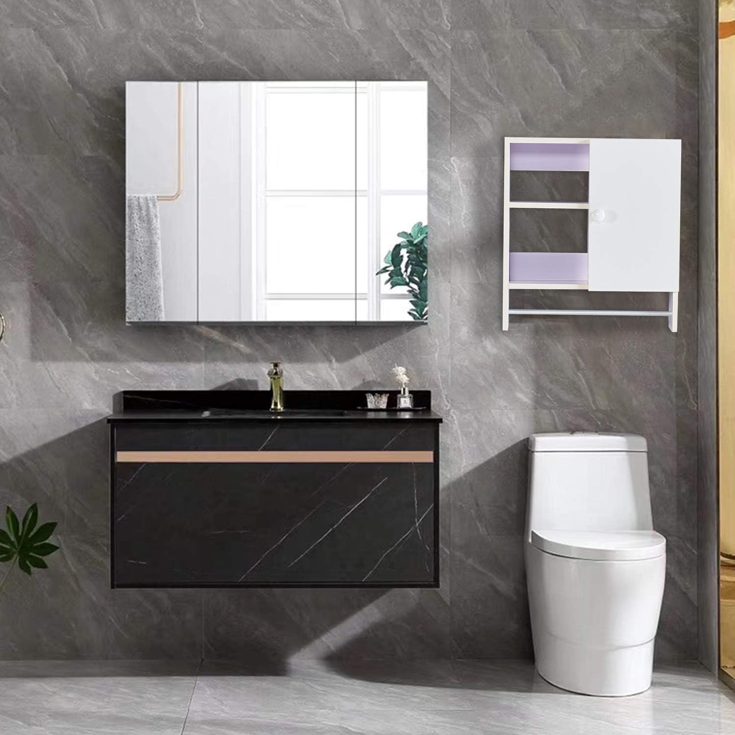 Best Seller Bathroom Organizer Storage Wall Cabinet, Over The Toilet Storage Cabinets for Bathroom (Warm White)