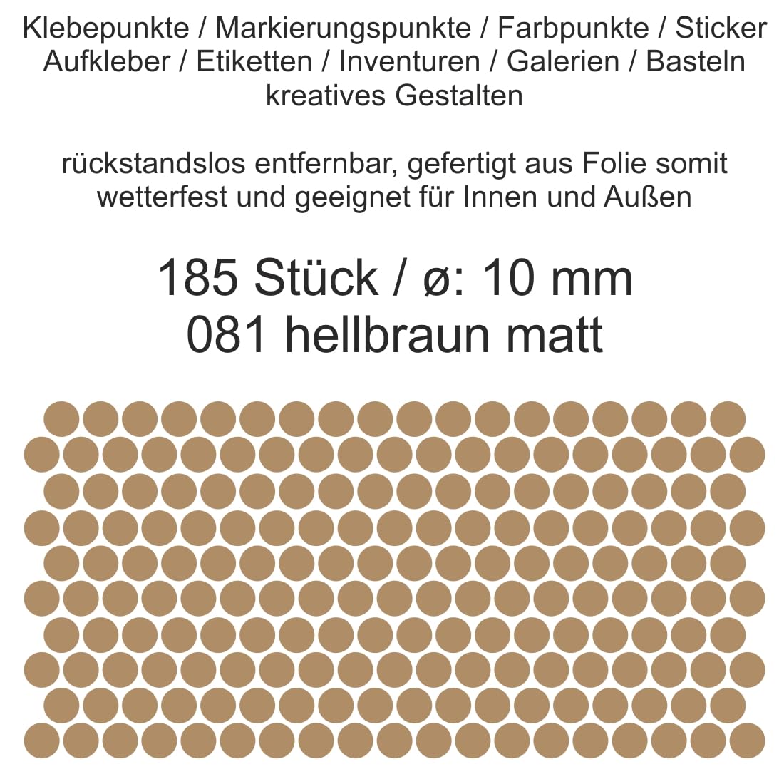 450 Stück Aufkleber Klebepunkte – Gelb, Matt, Rund 5 Mm – Wetterfest Für Innen & Außen