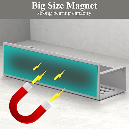 Miniatura 3 de Paquete de 4 organizadores magnéticos para especias para refrigerador y horno, organizadores de nevera gris claro y almacenamiento para cocina