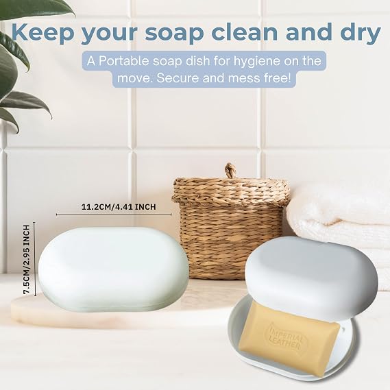 Imperial Leather Classic Soap Bars Original Cleansing – Gentle Bath Soap & Hand Wash – Natural Soap Bars Multipack (4 x 90g) with Portable Soap Tray with Lid – Long-Lasting Skincare & Everyday Wash