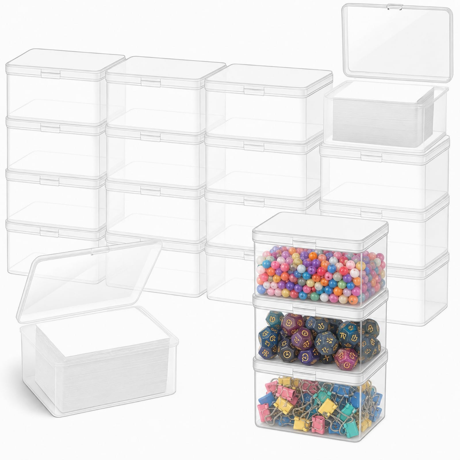 Vicenpal Playing Card Boxes Snaps Closed Clear Plastic Cases Poker Gaming Playing Cards Trading Card Storage Boxes Compatible with MTG TCG 100 Game Cases 4.3 x 2.95 x 2.2 Inches(24 Pcs) — image 1