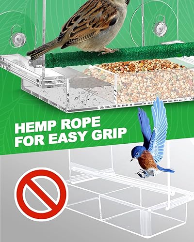 Miniatura 7 de Window Bird Feeders, Clear Bird Feeder for Window with Strong Suction Cups and Removable Tray, Transparent Bird Feeder Window Mount Plastic Bird