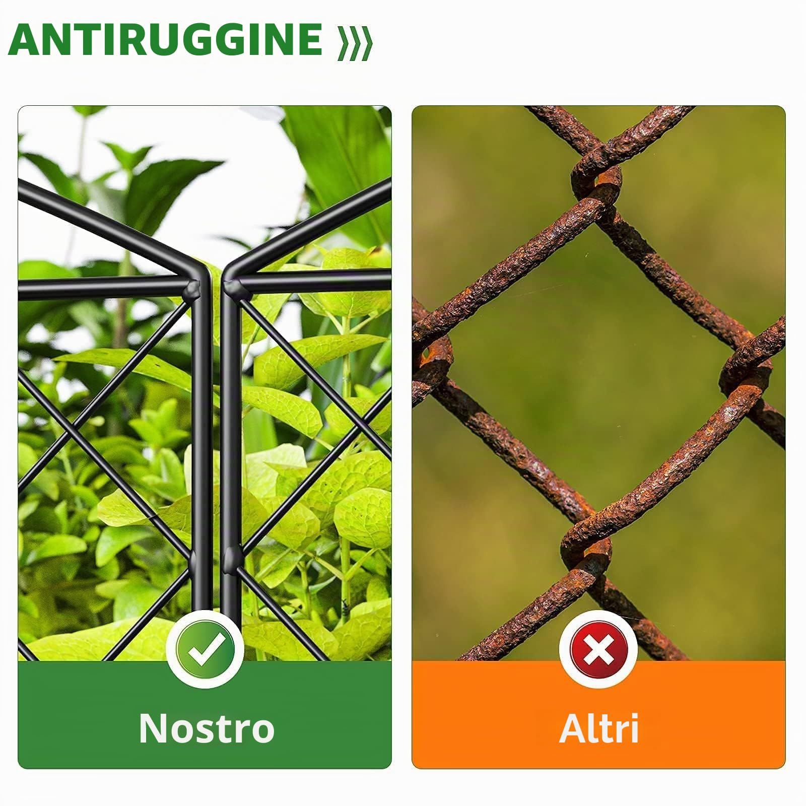Thealyn Recinzione decorativa da giardino, 44 cm x 3 m, pannelli in metallo antiruggine, senza scavare, per cortile, patio e aiuole