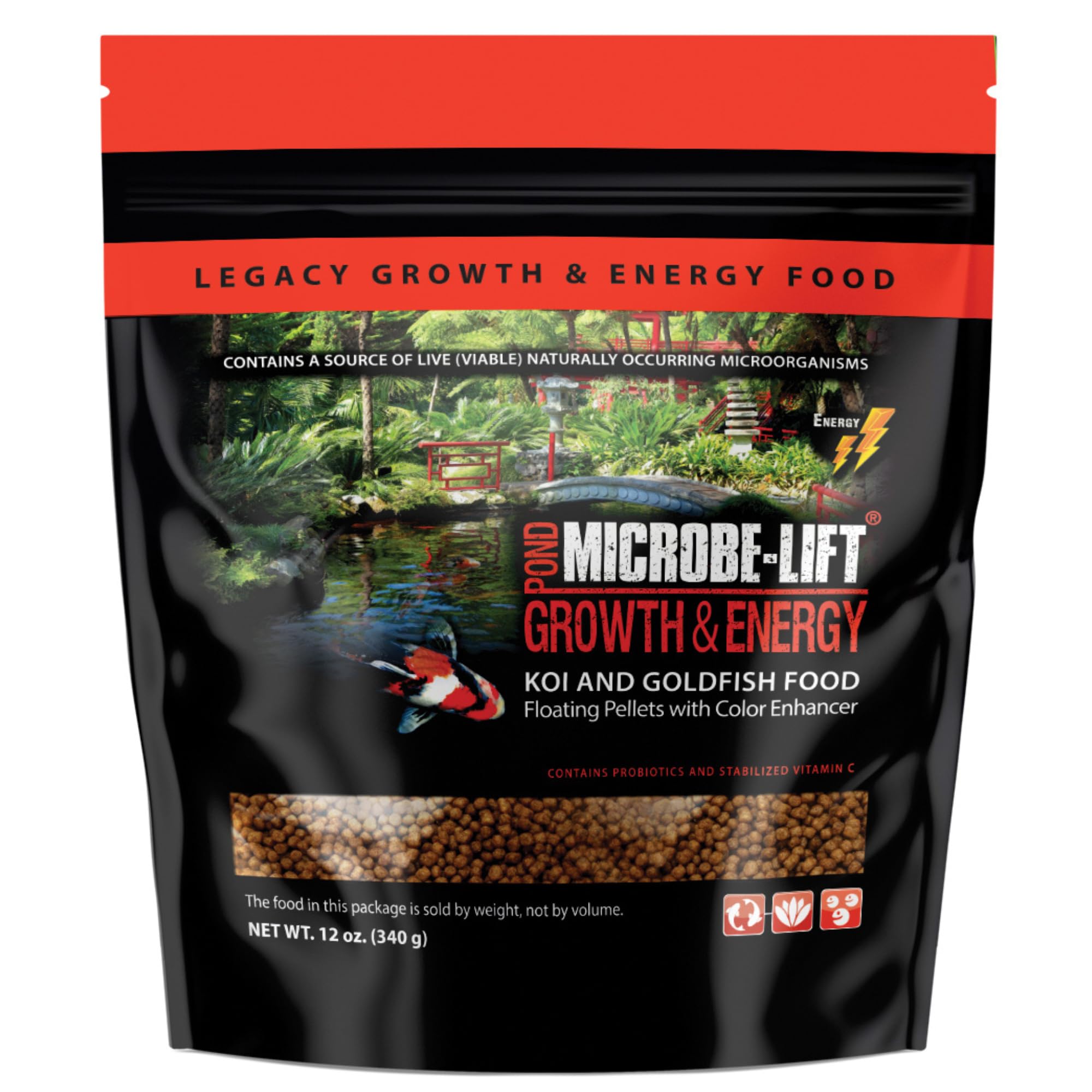 MICROBE-LIFT High Growth and Energy Floating Fish Food Pellets for Ponds, Water Gardens, and Fountains, Safe for Live Goldfish and Koi, 12 oz