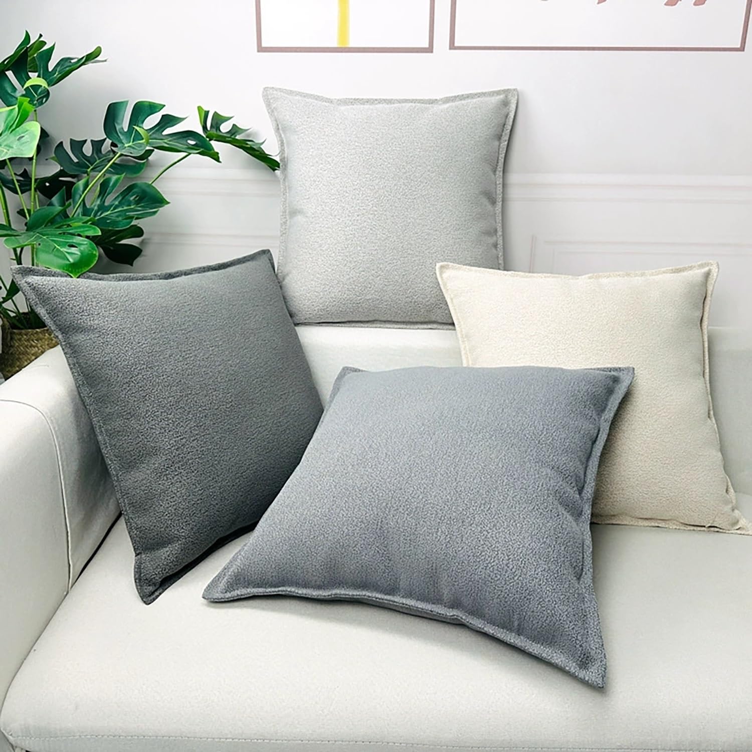 Sofa Kissenbezug 45x45cm Kissenhülle Gitter 10er Set Couch Kissenbezüge,Sofakissen Zierkissenbezüge Dekorative Dekokissen Couchkissen Zierkissen Bezug Sofakissenbezug(Beige 2)