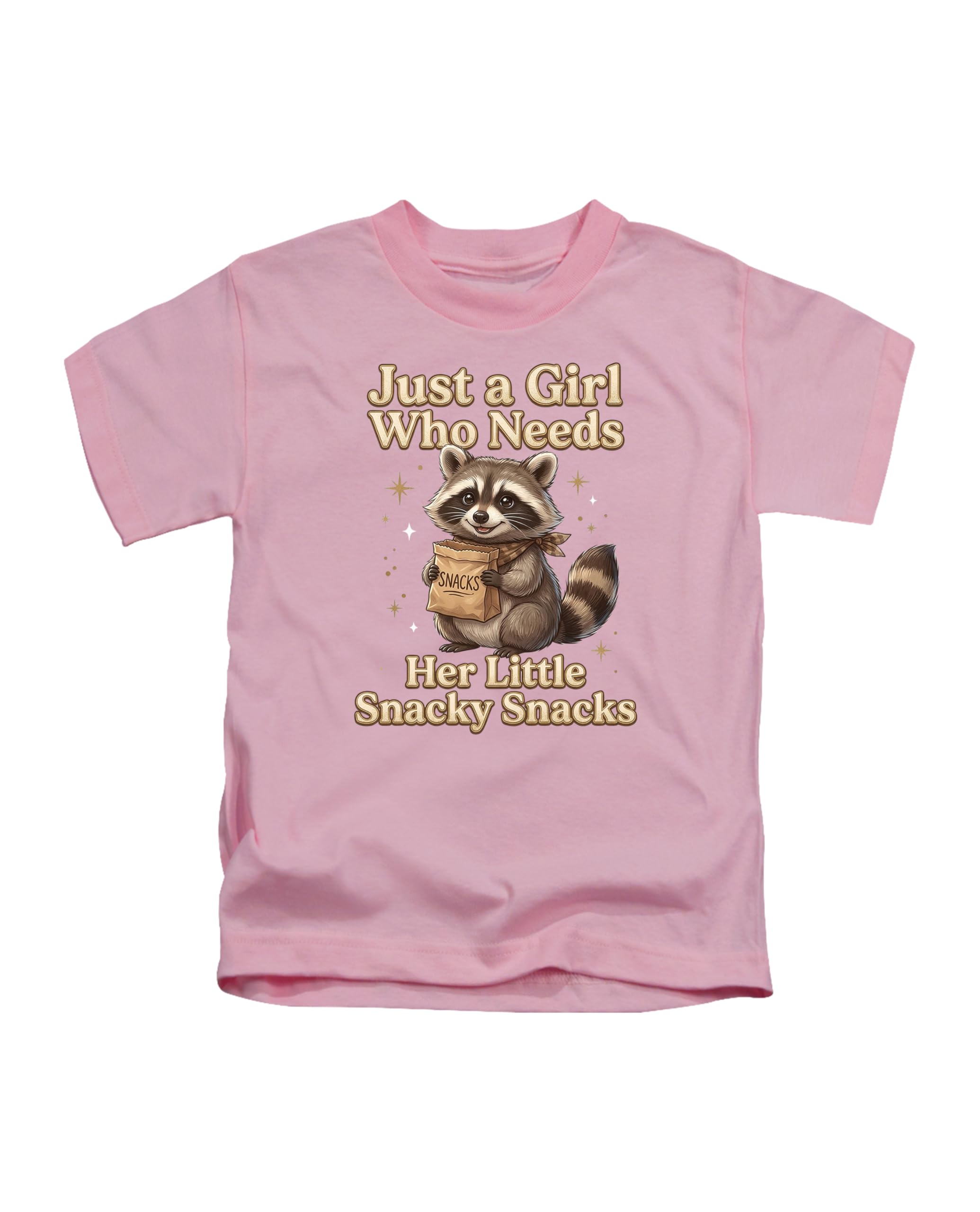 Just a Girl Snacky Snacks Racoon, Novelty Meme Cute Trendy Humerous Joke Pun Cool Cool Tee T-Shirt Funny Unisex T Shirt Top Baby Pink