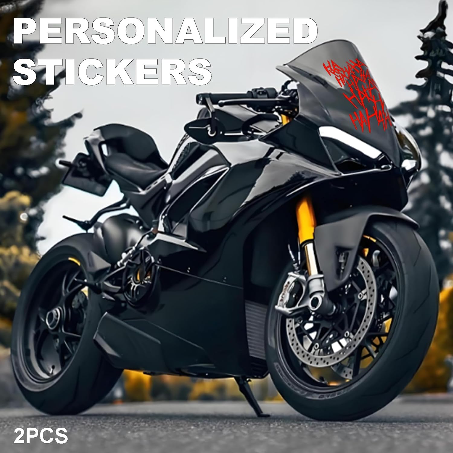 Hahaha Car Stickers Decals, Joker Haha Car Windshield Stickers, Funny Motorcycle Helmet Decal, Evil Auto Body Window Bumper Laptop Cooler Cup Decals Universal for Trucks Motorcycles (Red)