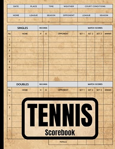 Tennis Scorebook: Recording Matches, Tracking Progress, and Enhancing Your Game, 8.5 x 11 inches, 120 Pages