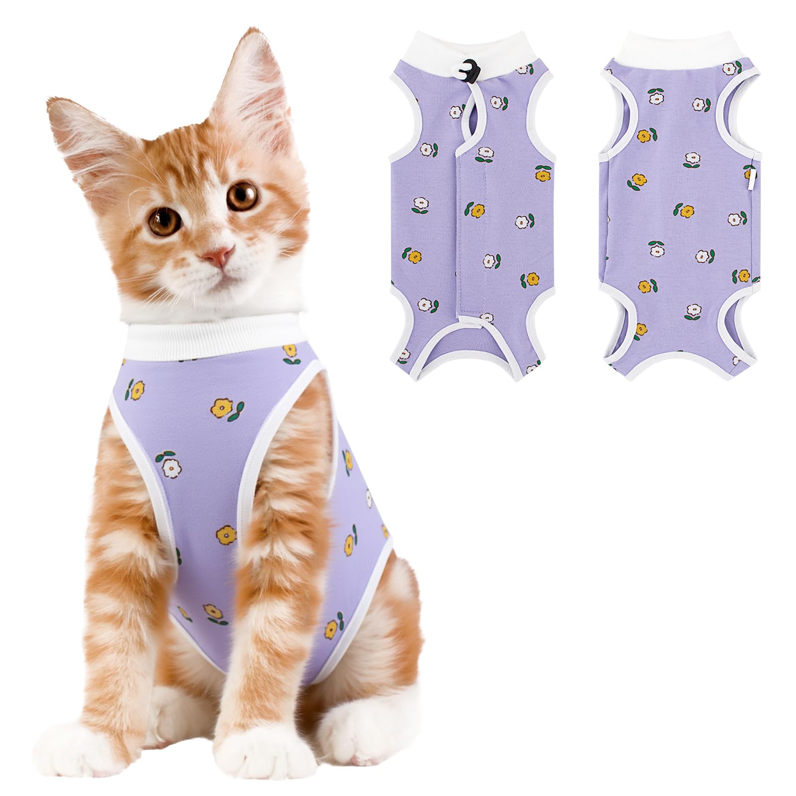 Coppthinktu Cat Recovery Suit Female, Breathable Cat Onesie After Surgery Female for Abdominal Wounds or Skin Diseases, Surgery Recovery Suit Kitten Surgical Onesie After Spay Wear Anti Licking