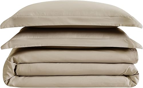 Miniatura 2 de London Fog Juego de funda de edredón y funda de almohada de 3 piezas para lavar prendas de vestir - Tela de microfibra suave - Caqui