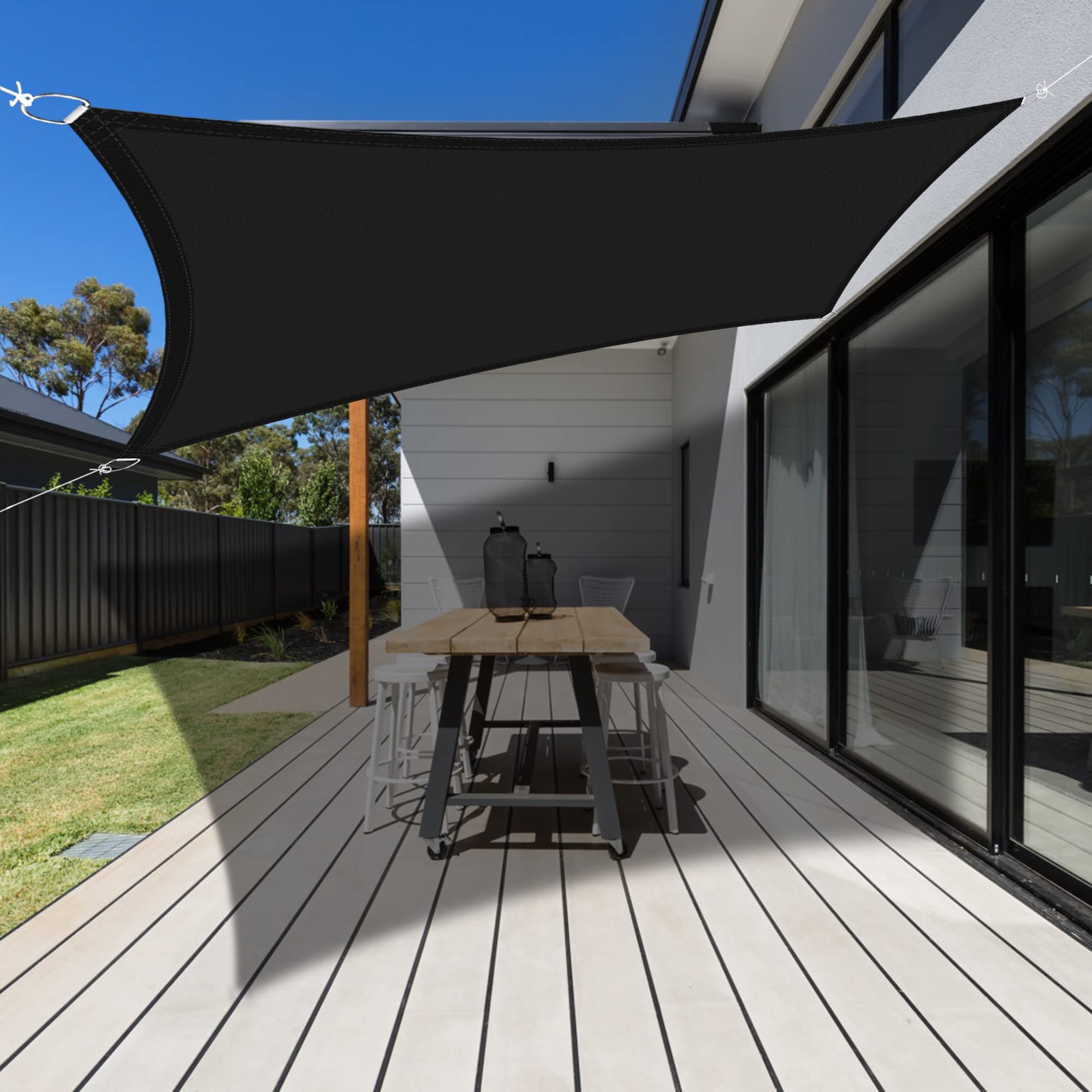 Voile d'ombrage rectangulaire anti-UV 98% imperméable 5,5x6m noir