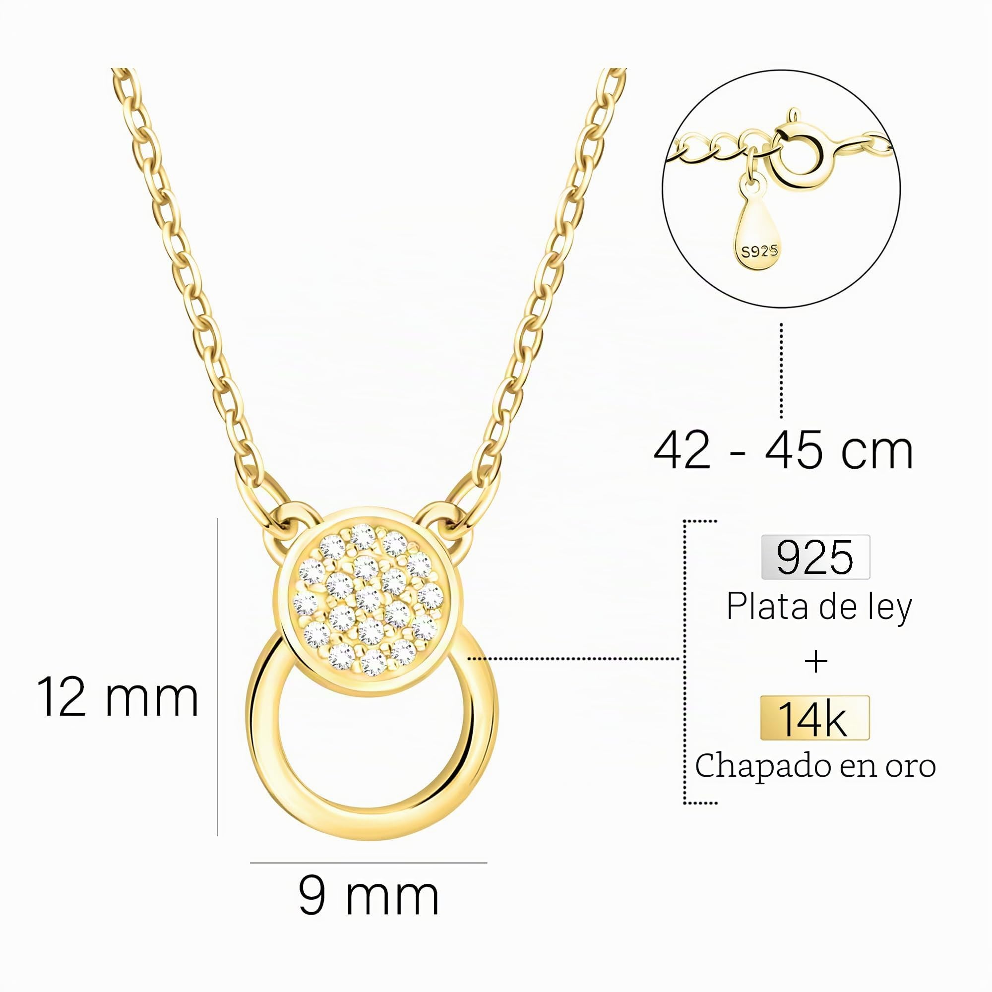 Sofia Milani - Collar para Mujeres en Plata de Ley 925 - con Circonita - Colgante de Círculo