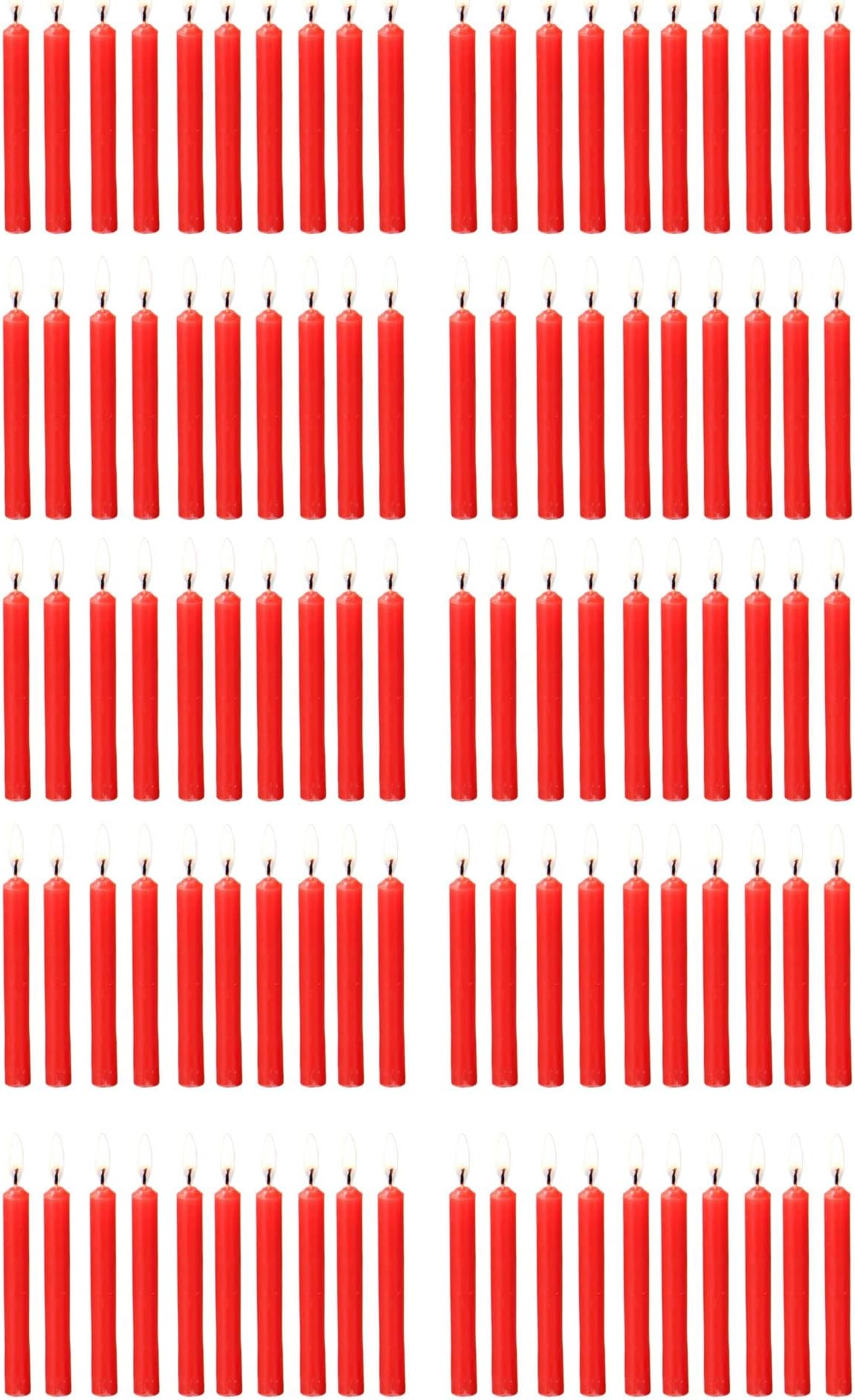 PROSPERRO LUMO Wax By Parkash Chime Candles/Stick Candle Set of 100 | Ritual Spell Unscented (Red)