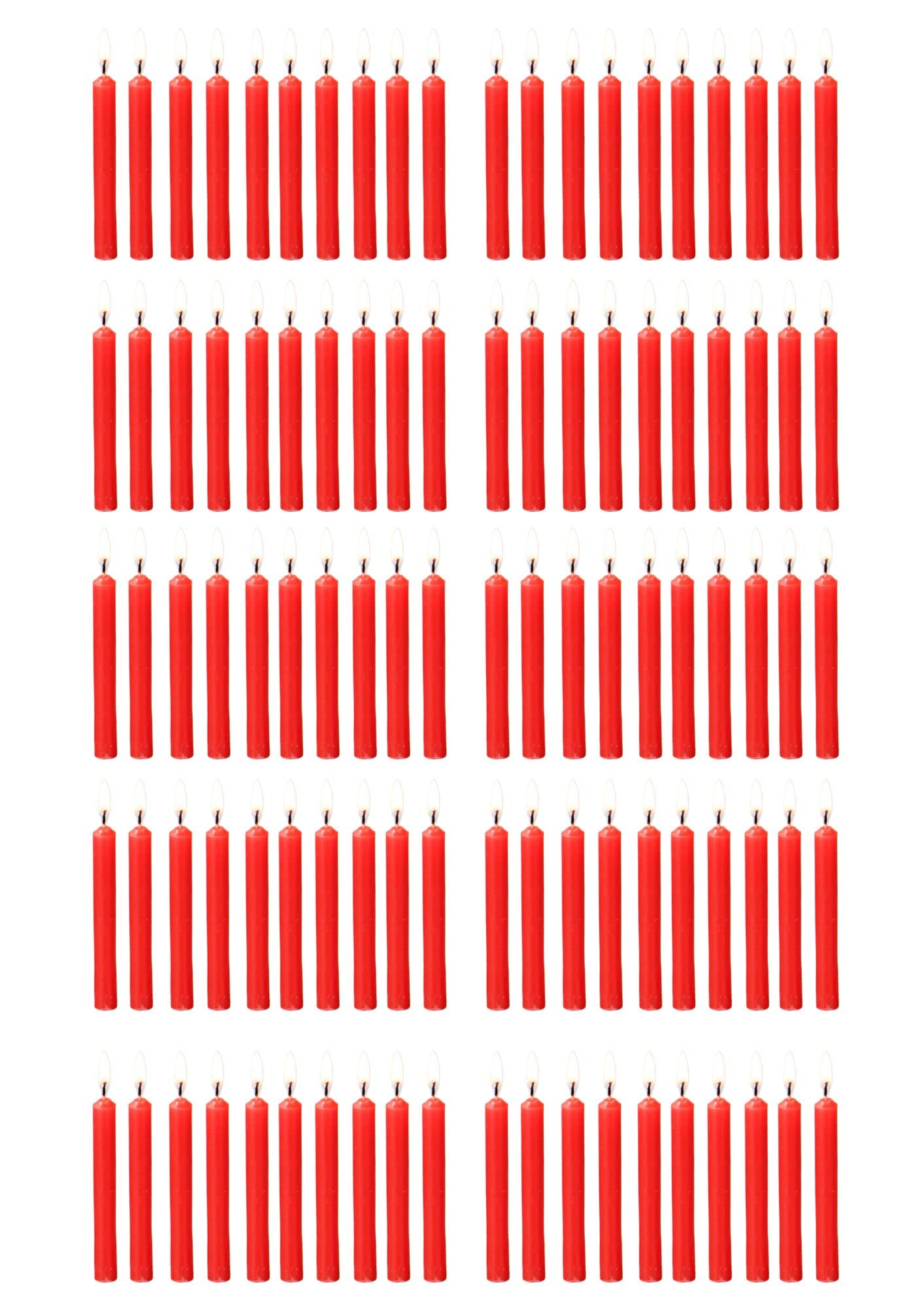 PROSPERRO LUMO Wax By Parkash Chime Candles/Stick Candle Set of 100 | Ritual Spell Unscented (Red)