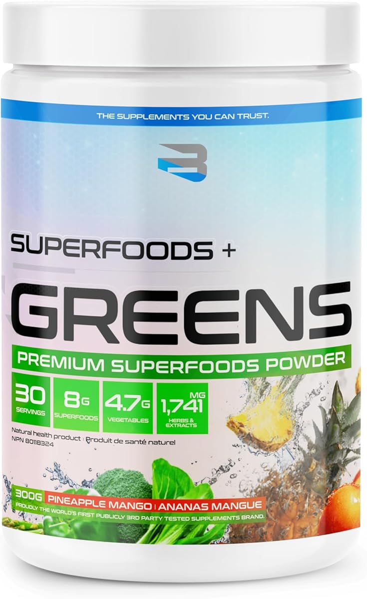 Believe Supplements Believe Supplements Superfoods+Greens - Superfood Blend | Boost Energy, Immunity, and Digestion | Rich in Antioxidants & Essential Nutrients! (30 Servings (Pack of 1), Pineapple Mango)