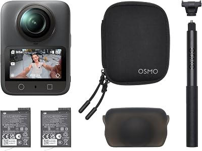 Pack Esencial dji Osmo 360, cámara 360 con Imagen 360° de 1 Pulgada, Video 360° en 8K Nativo, Video 4K/120 fps y 170° Boost, Kit de Palo de Selfie Invisible de 1.2 m, batería extendida con 2 baterías